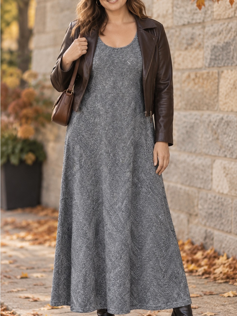 Gray Textured Knit Maxi Dress Size 12 Sleeveless Lined Y2K Minimalist
